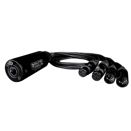 Sound Tools CAT Tails MFX ¨C 4 Channel 2 Female + 2 Male XLR to EtherCON Breakout Tails | Send/Return for Analog Audio, AES3, Intercom, DMX Over Shielded Cat5e