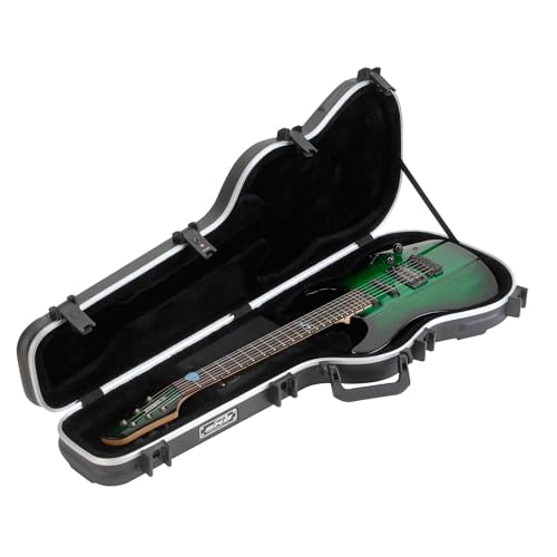 SKB Cases Standard Electric Guitar Shaped Case with TSA Recognized Locking Latch, Molded-In Bumper Protection and Fully Plush Lined Interior