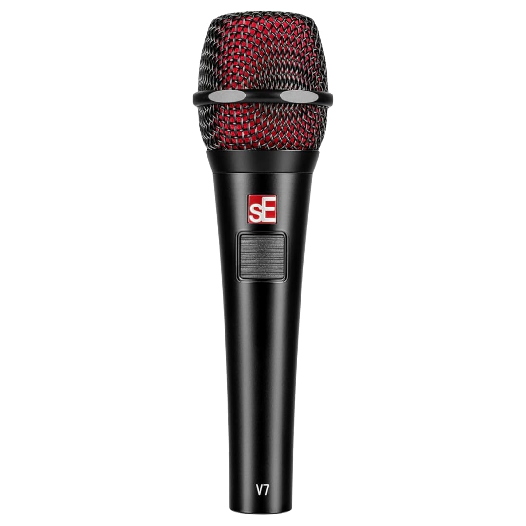 SE ELECTRONICS V7 Push-to-Talk Dynamic Microphone for Singing, Speech & Studio Recording - XLR Handheld Professional Microphone with Supercardioid Aluminum Voice Coil for Huge Gain Before Feedback