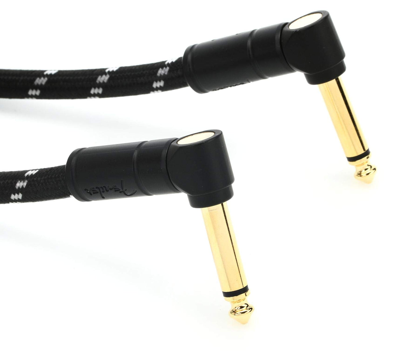 Fender Deluxe Series Patch Cable, Short Instrument Cable for Guitar Effects Pedal, Angle/Angle, Black Tweed, 1ft