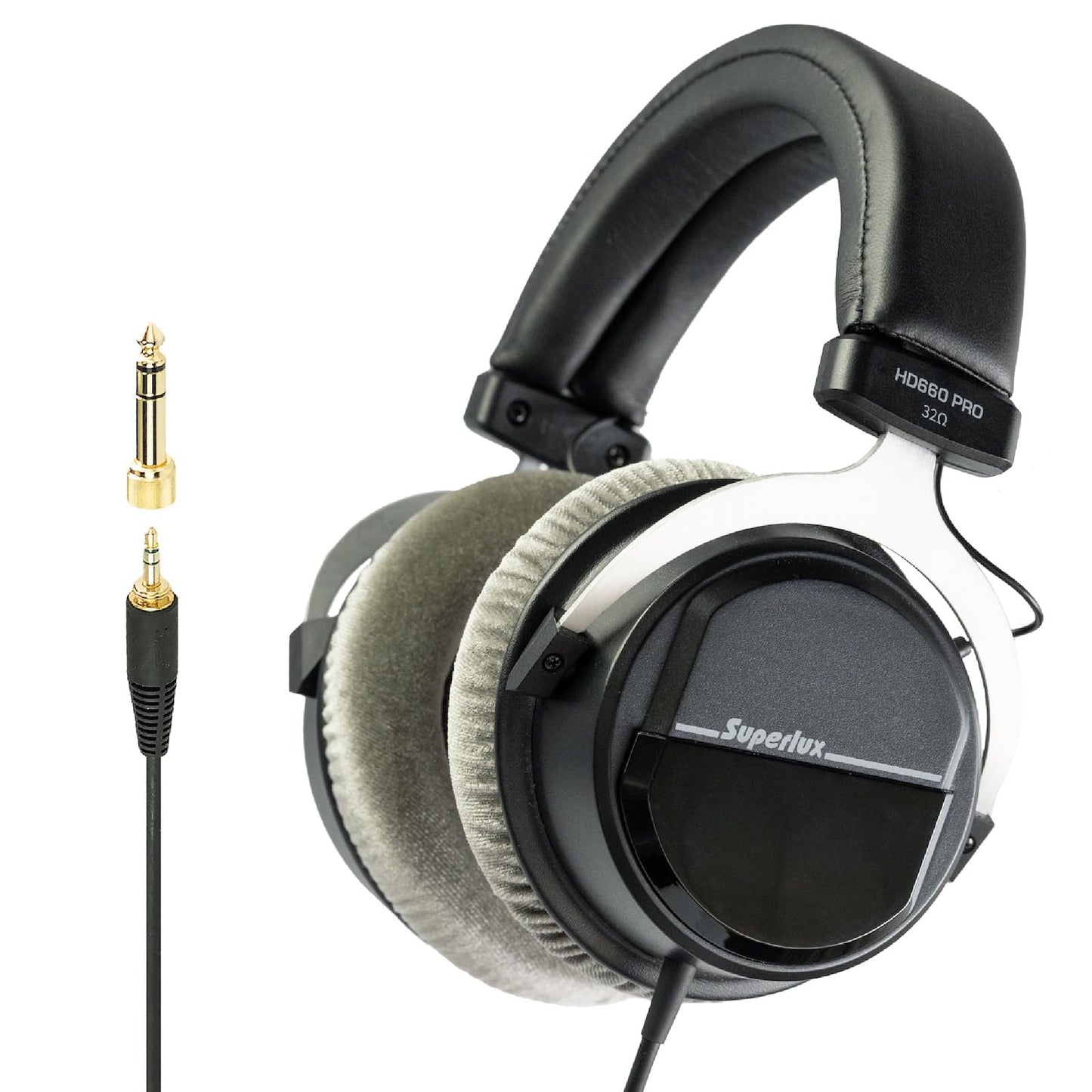 Superlux HD 660PRO, 32 ohms, Studio Recording Headphones Wired, Professional Closed-Back Headphone with 40mm Neodymium Drivers and Solid Bass, 3.5/6.3mm Jack Adapter for Tablets, Laptops, Computer
