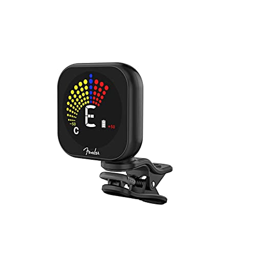 Fender Flash 2.0 Guitar Tuner Clip On, Rechargeable Guitar Tuner for 6 Strings, Battery and Micro USB Audio Charger Included, 4x3x2 Inches, 1 Count,Black