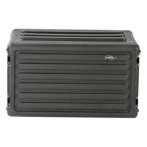 SKB 6U Shallow Roto Rack Case - Durable Polyethylene Gear Protector, Stackable, Waterproof with Twist Latches & Rubber Feet for Musicians, DJs, and A/V Equipment - Secure Transport & Storage Solution