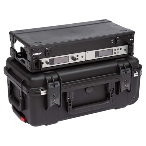 SKB iSeries 2U Shallow Fly Rack, Waterproof Polypropylene Hard Case with Durable Latches for Travel and Storage, Ideal for Musicians, 9 Inch, Black