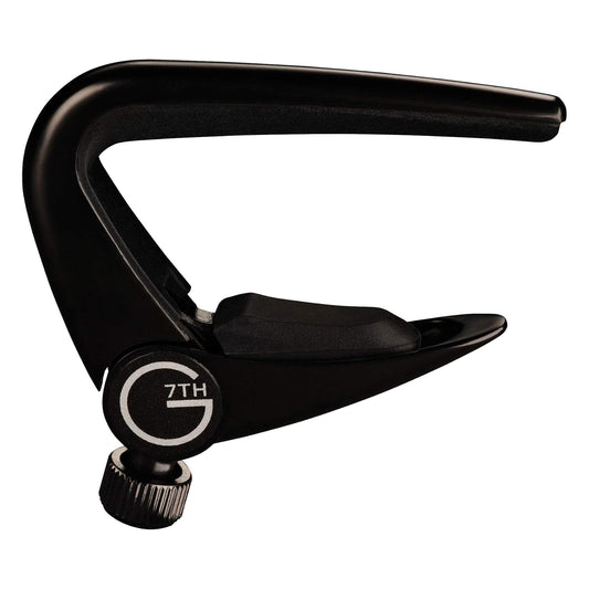 G7th Newport Guitar Capo, Steel String Satin Black -53mm Low-Profile, Easy to Use Flip Lever Guitar Capo with Fine-Tune Adjustment Knob, Silicone Pads -Perfect for 6 String Acoustic & Electric Guitars