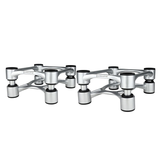 IsoAcoustics Aperta Series Isolation Speaker Stands with Tilt Adjustment: Aperta (6.1" x 7.5") Silver Pair