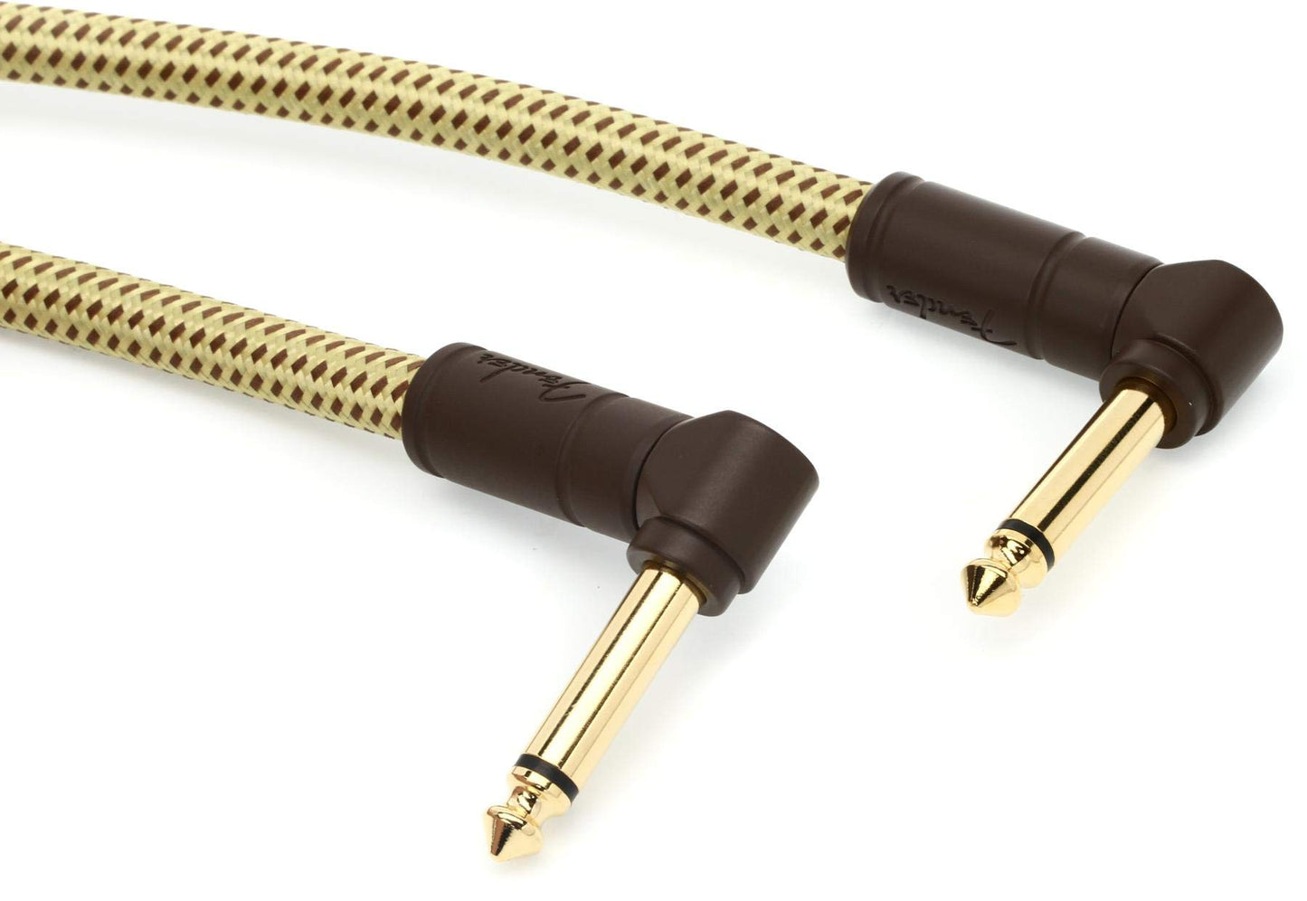 Fender Deluxe Series Patch Cable, Short Instrument Cable for Guitar Effects Pedal, Angle/Angle, Tweed, 3ft