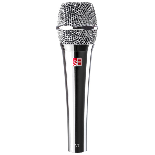 SE ELECTRONICS V7 Dynamic Microphone for Singing, Speech & Studio Recording - XLR Handheld Professional Microphone with Supercardioid Aluminum Voice Coil for Huge Gain Before Feedback - Chrome