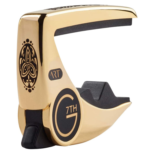 G7th Performance 3 Capo - 18kt Gold Plate Celtic Special Edition - 52mm - Adaptive Radius Technology for Precise Tuning - Stunning Celtic Engraving - Perfect for 6 String Acoustic & Electric Guitars