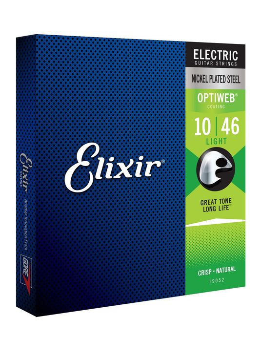 Elixir 19052 Optiweb Electric Guitar Strings Light 10-46 (3 Pack Bundle)