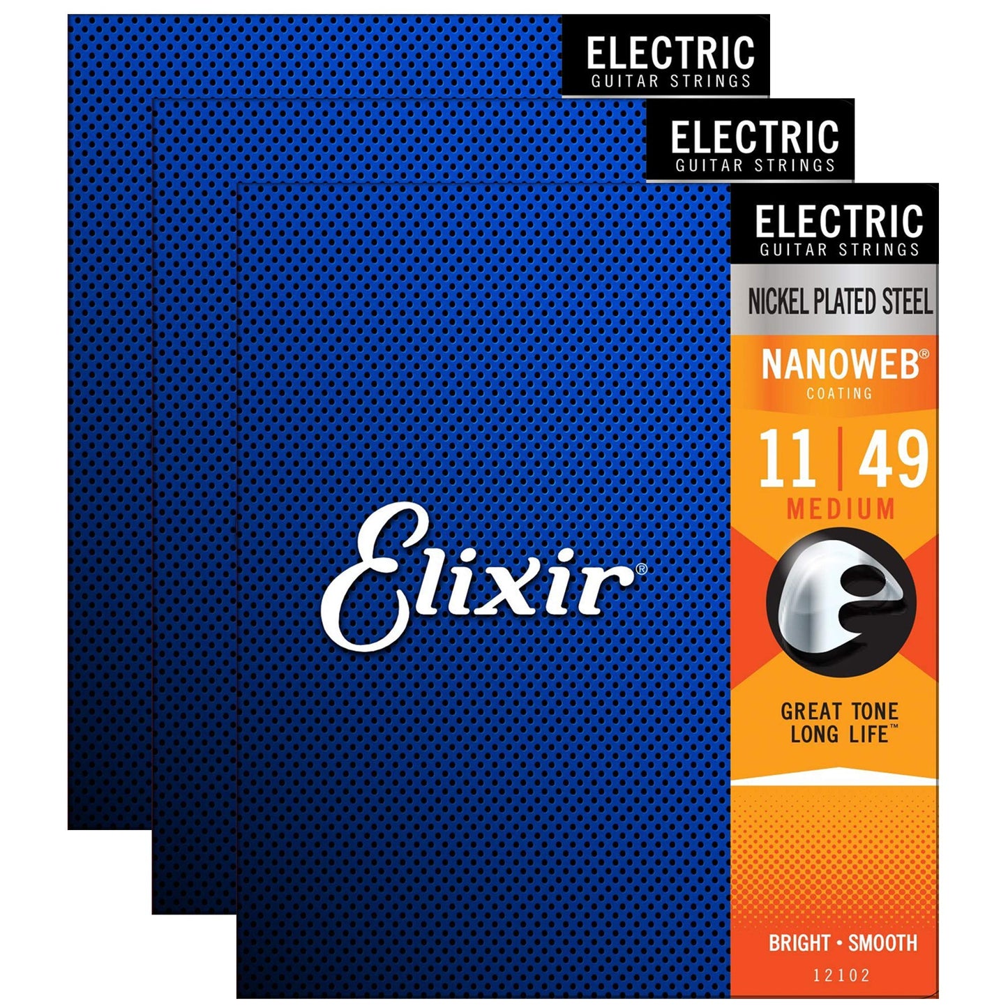 Elixir 12102 Electric Nano Medium 11-49 (3 Pack Bundle)