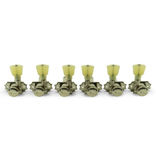 Kluson Revolution 3X3 Locking Tuners, Keystone Buttons - NICKEL