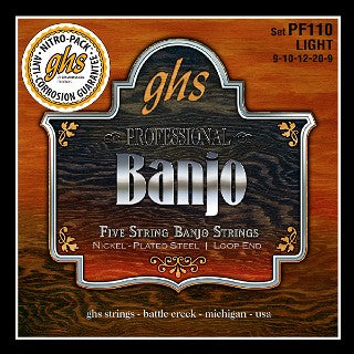 GHS BANJO - Nickel Plated String Set - 5-String - PF115 - Medium