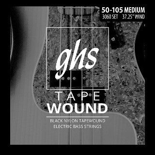 GHS 3060 Medium Tapewound Black Nylon Electric Bass 4 String Set (50-105)